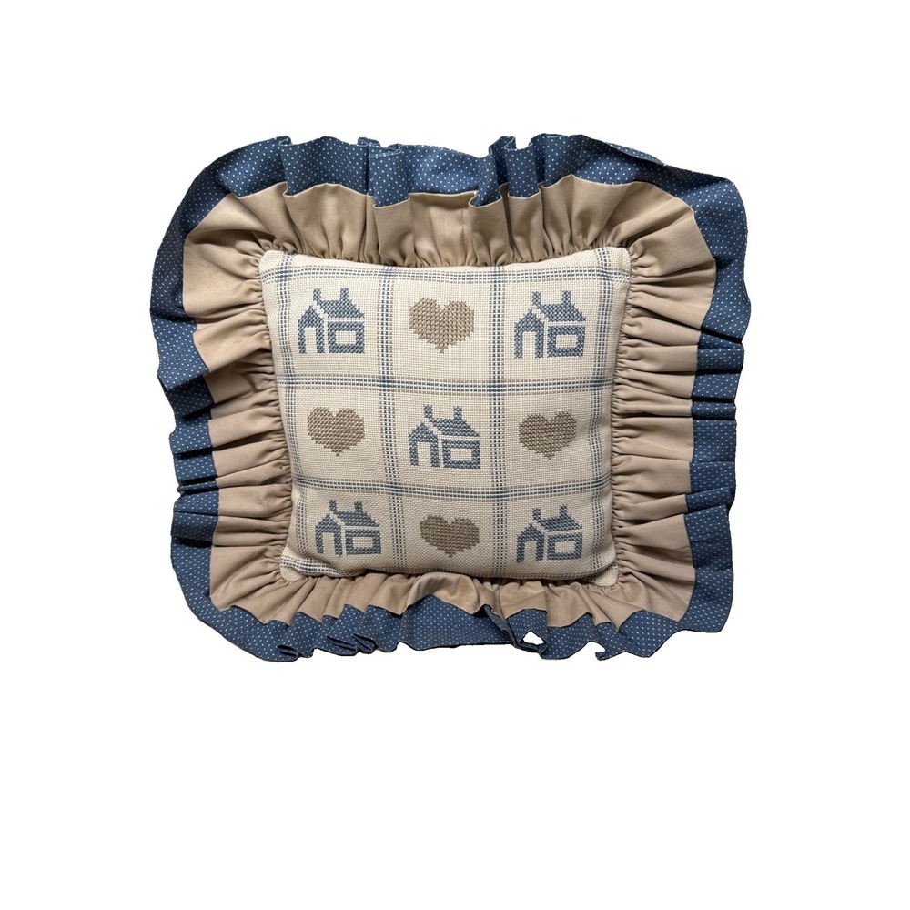 Country Cottage, Core Hearts, And Home Vintage Throw Pillow Cross Stich